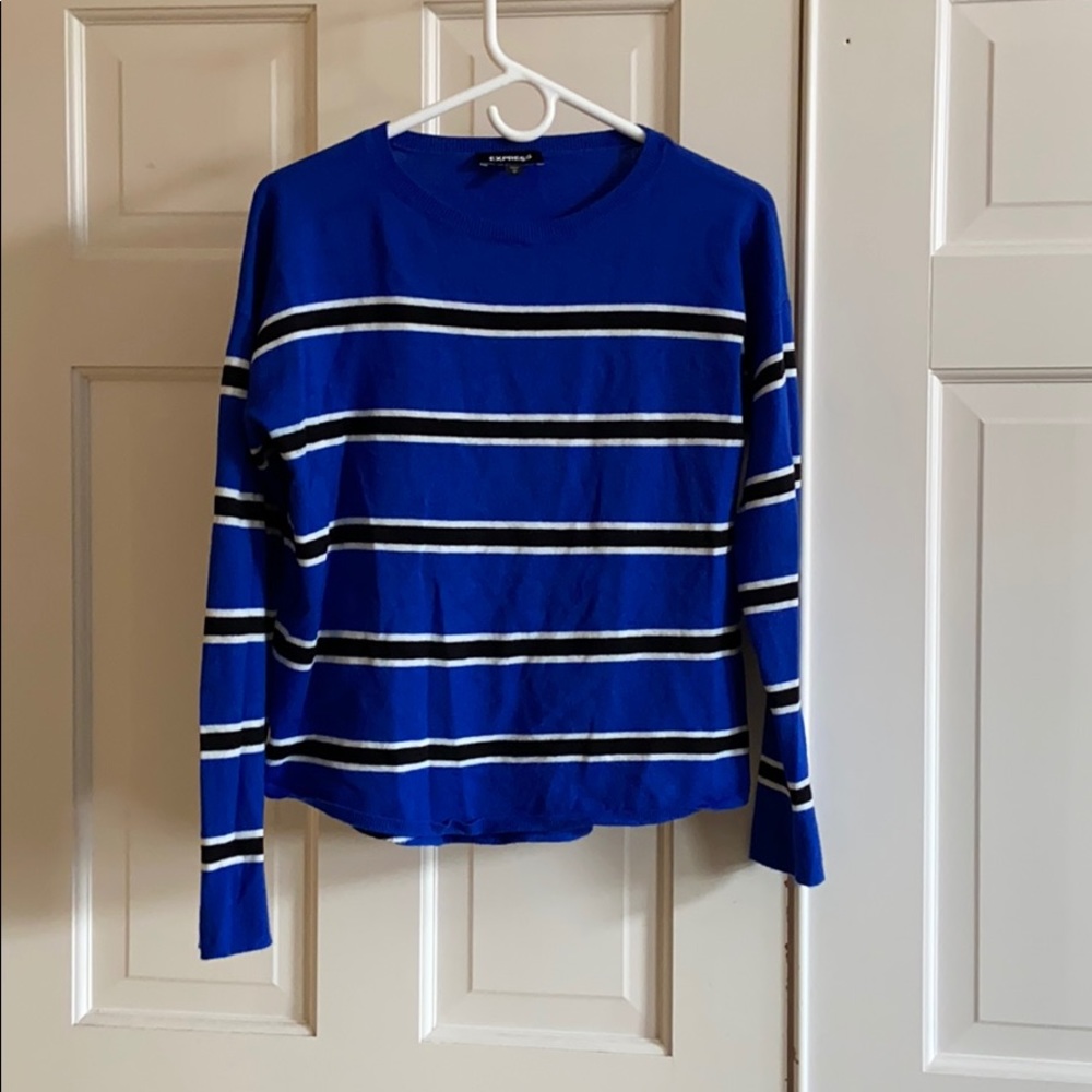 Express blue black and white striped sweater M